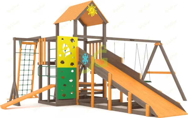 Всесезонная Спорт 5 SF - детская деревянная площадка 3.47 м, возраст 3-14 лет