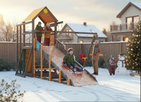 Всесезонная Грид SF 1 с рукоходом - деревянная площадка, возраст 3-14 лет