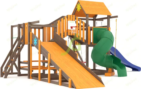 Всесезонная Мостик 1 SF 2 с трубой - детская деревянная площадка 3.25 x 6.76 м, возраст 3-14 лет