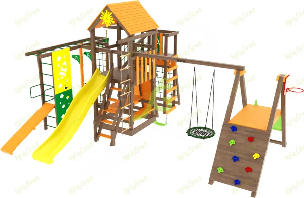 Панда Фани Gride мод.2 - детская деревянная площадка 3.25 x 4.90 x 5.79 м, возраст 3-14 лет