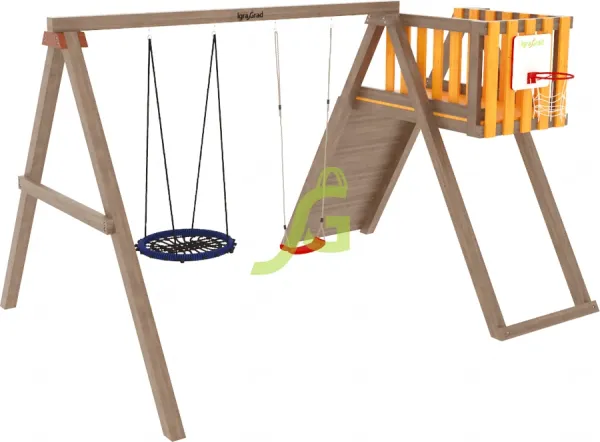 Панда Фани с балконом мод.2 - детская деревянная площадка 3.25 м, возраст 3-14 лет