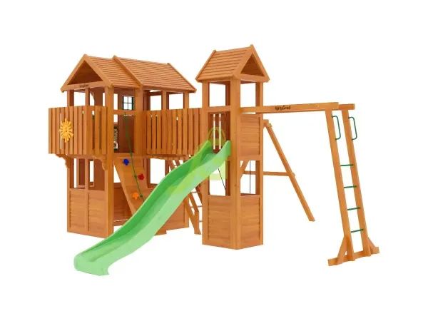 Клубный домик 3 с трубой - детская деревянная площадка 3.40 x 3.78 x 6.70 м, возраст 3-14 лет