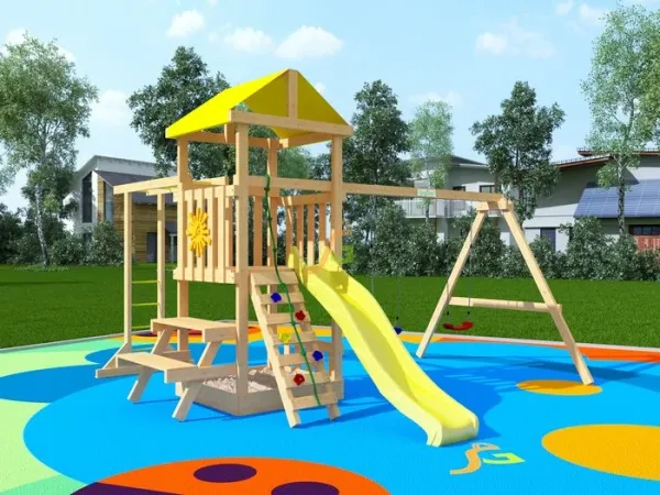 Крафт Про 2 с зимней горкой - детская деревянная площадка 2.95 x 6.30 x 6.90 м, возраст 3-12 лет