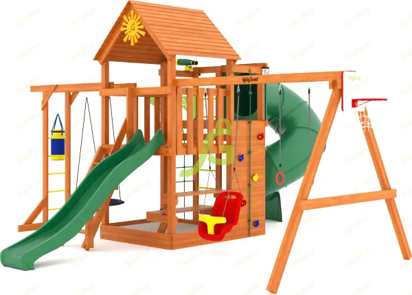 Крафт Про 3 с трубой мод. 2 - детская деревянная площадка 2.95 м, возраст 3-14 лет