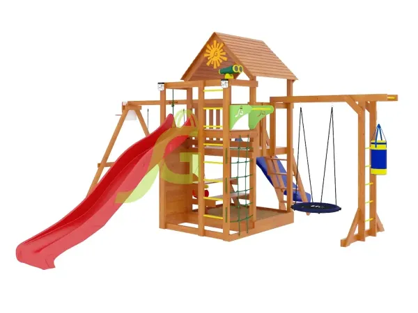 Крафт Про 3 (скат 2.2) - детская деревянная площадка 2.95 x 3.64 x 4.12 м, возраст 3-14 лет
