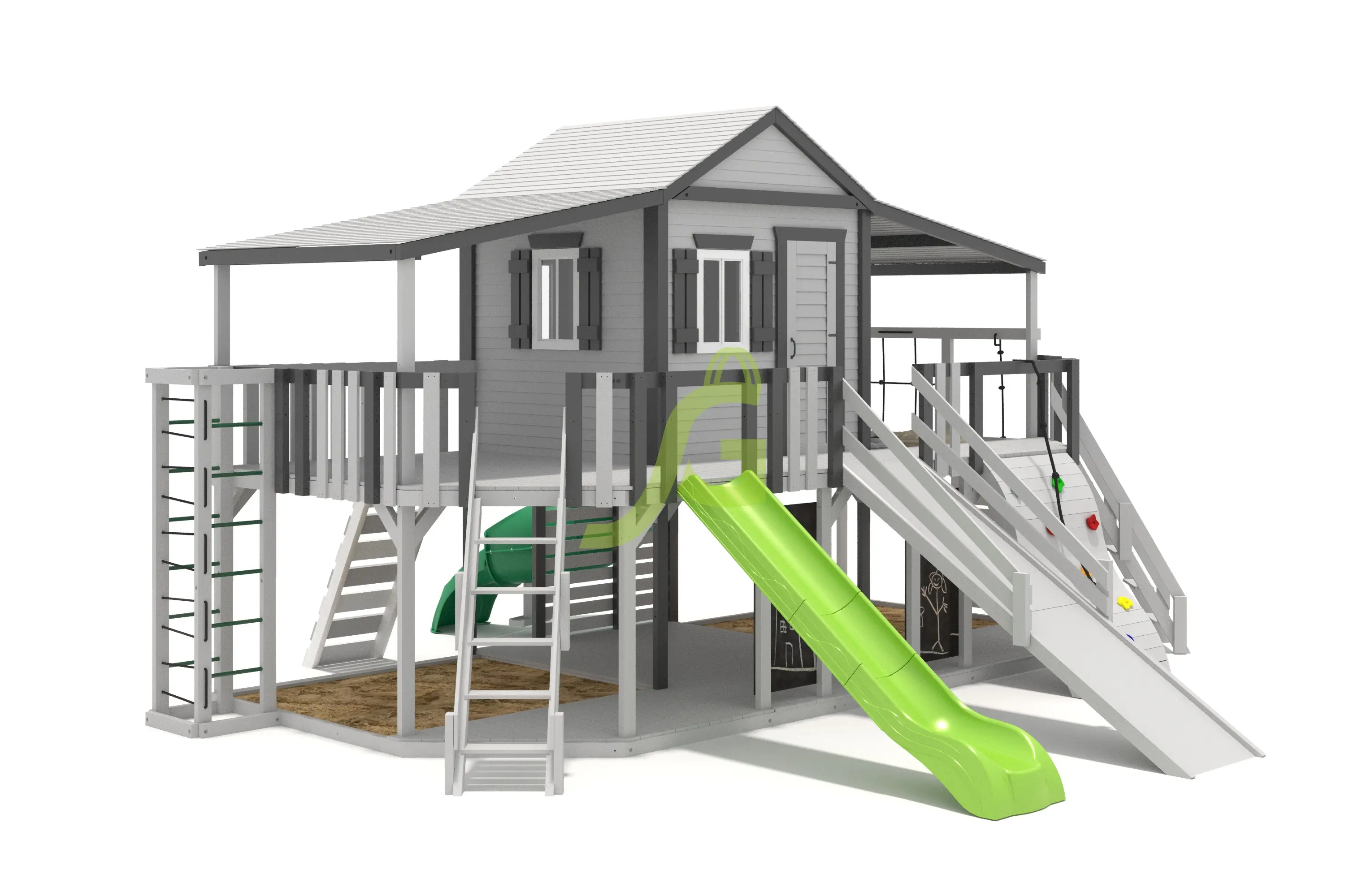 Домик D1 мод.1 - деревянная площадка, возраст 3-12 лет