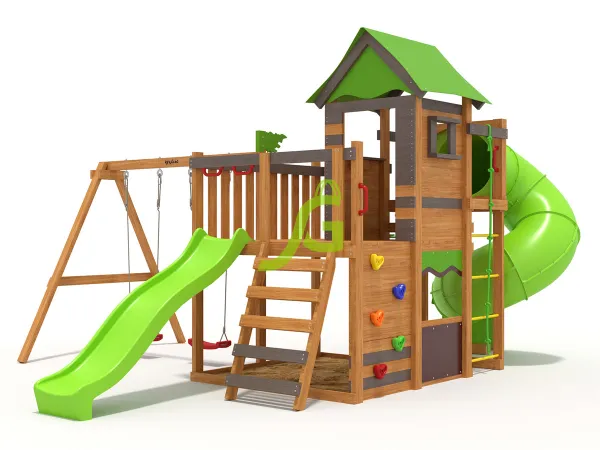 Эконом W1 Окрашенная - деревянная площадка, возраст 2-10 лет