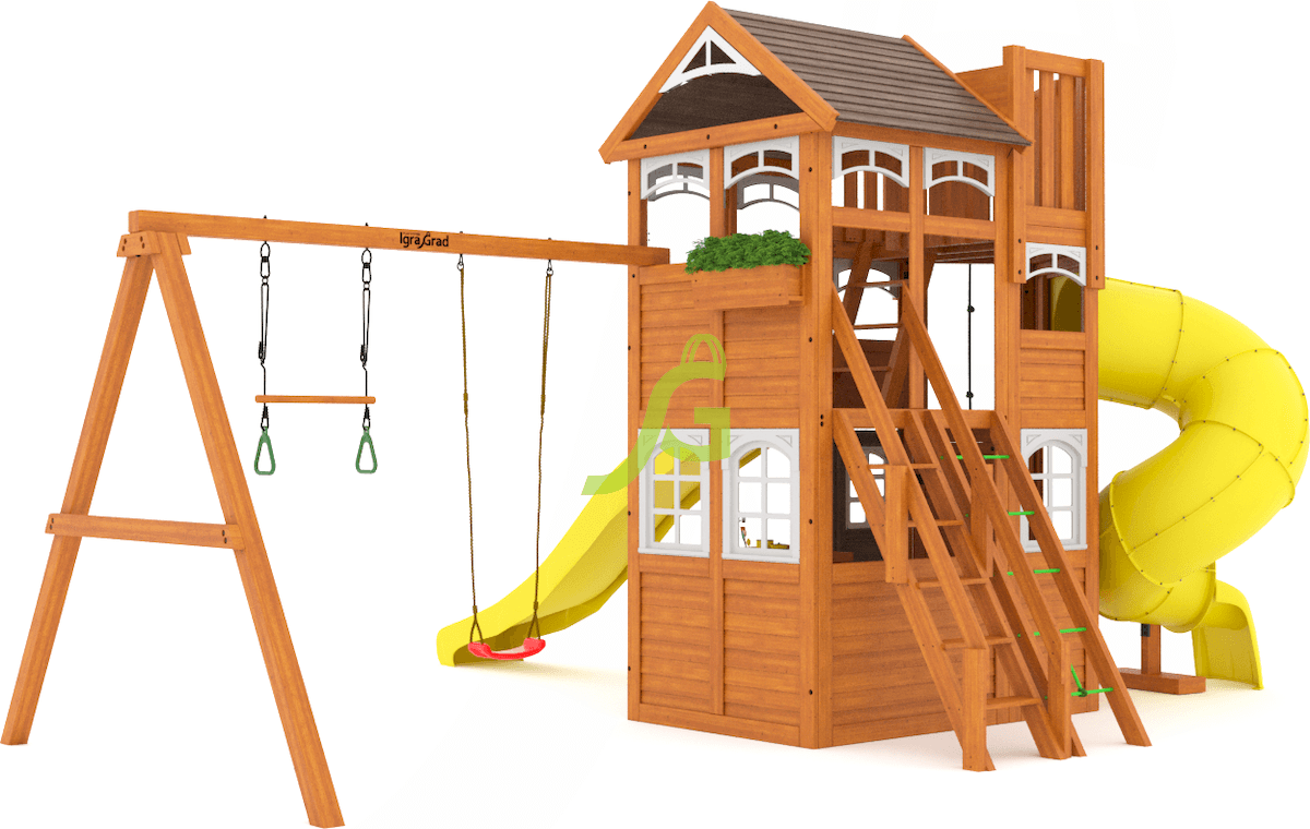 Клубный домик 4 Люкс - деревянная площадка, возраст 3-12 лет