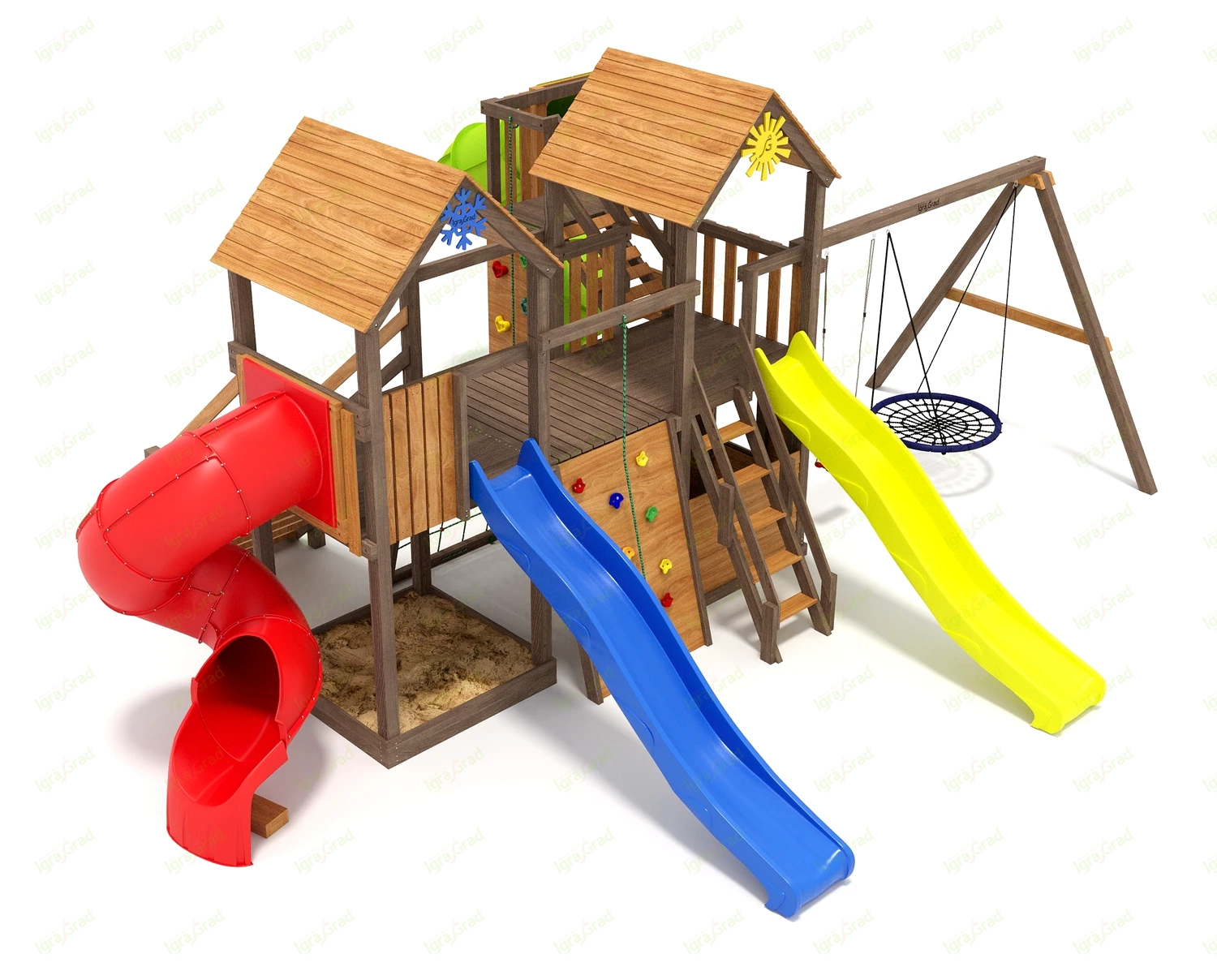 Комбо с трубой 2,1м - деревянная площадка, возраст 3-12 лет