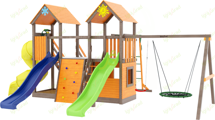 Комбо с трубой - деревянная площадка, возраст 3-12 лет