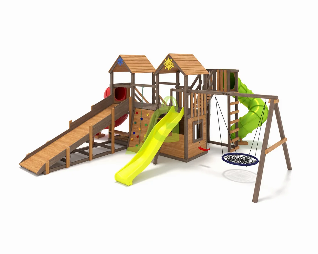 Комбо SF с двумя трубами - деревянная площадка, возраст 3-12 лет