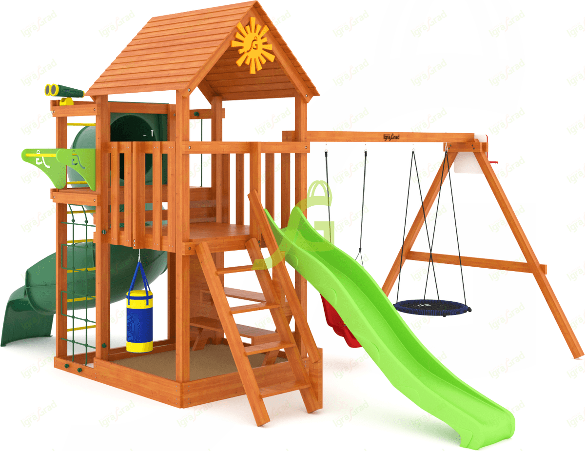 Крафт Про 3 с трубой мод.2 - деревянная площадка, возраст 3-12 лет