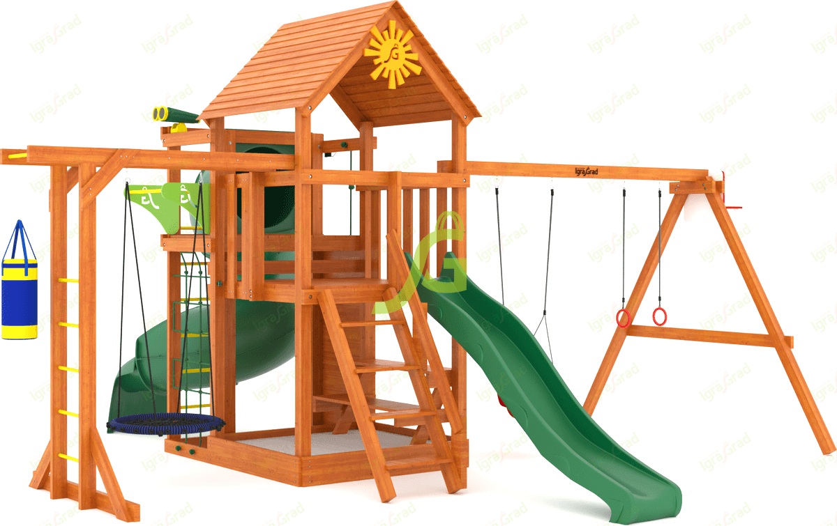 Крафт Про 4 с трубой мод.2 - деревянная площадка, возраст 3-12 лет