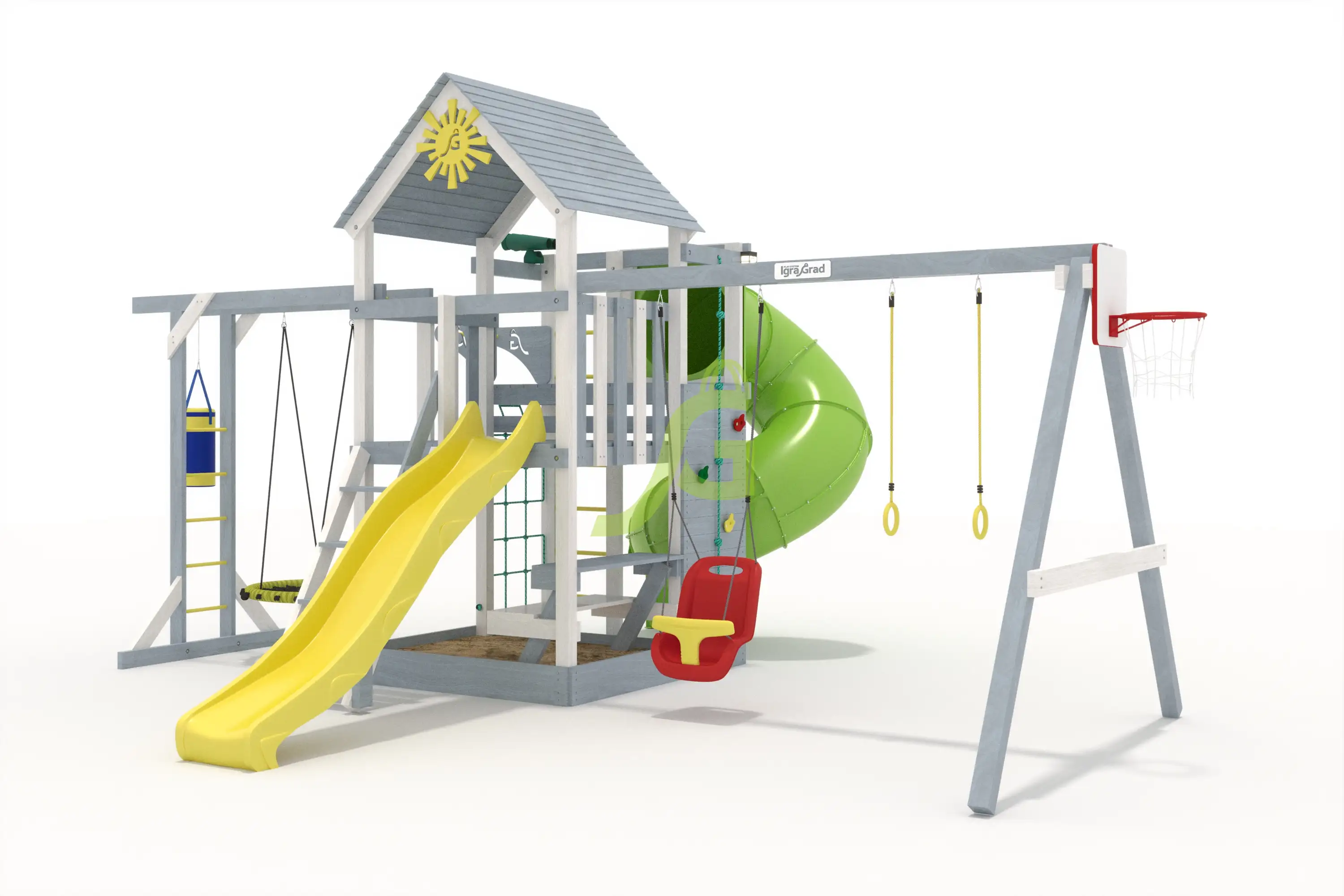 Крафт Про 4 с трубой v1 - деревянная площадка, возраст 3-12 лет