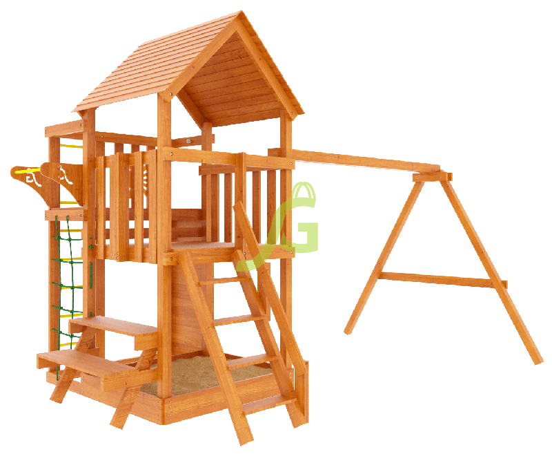 Крафт Про (окрашенная) - детская деревянная площадка 2,8 x 4,12 x 2,95 м, возраст 3-12 лет
