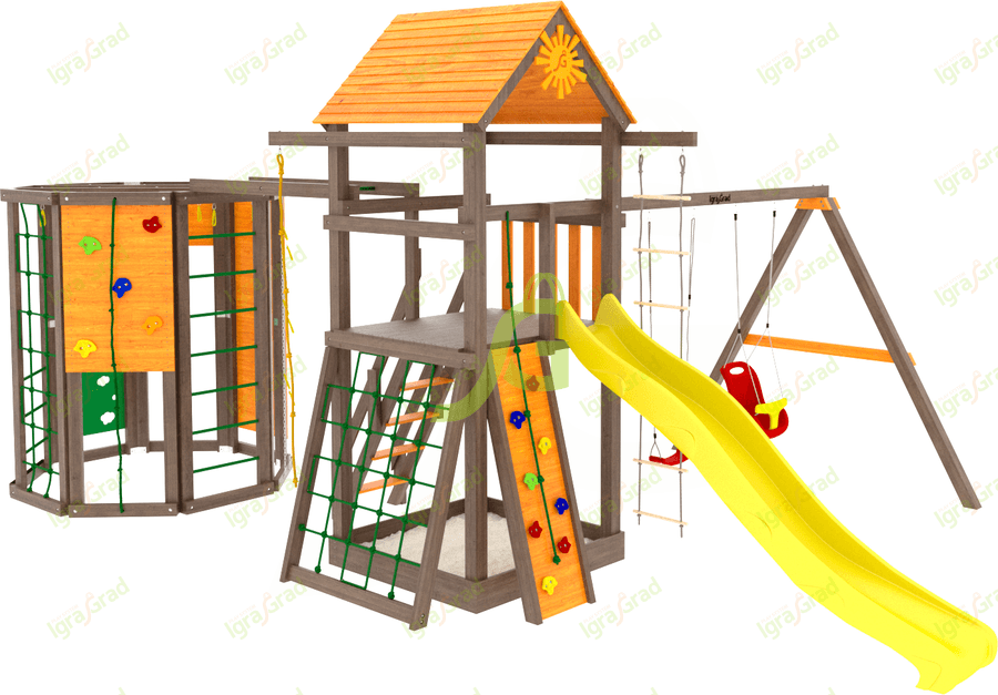 Панда Фани Грайд с Воркаут - деревянная площадка, возраст 3-12 лет