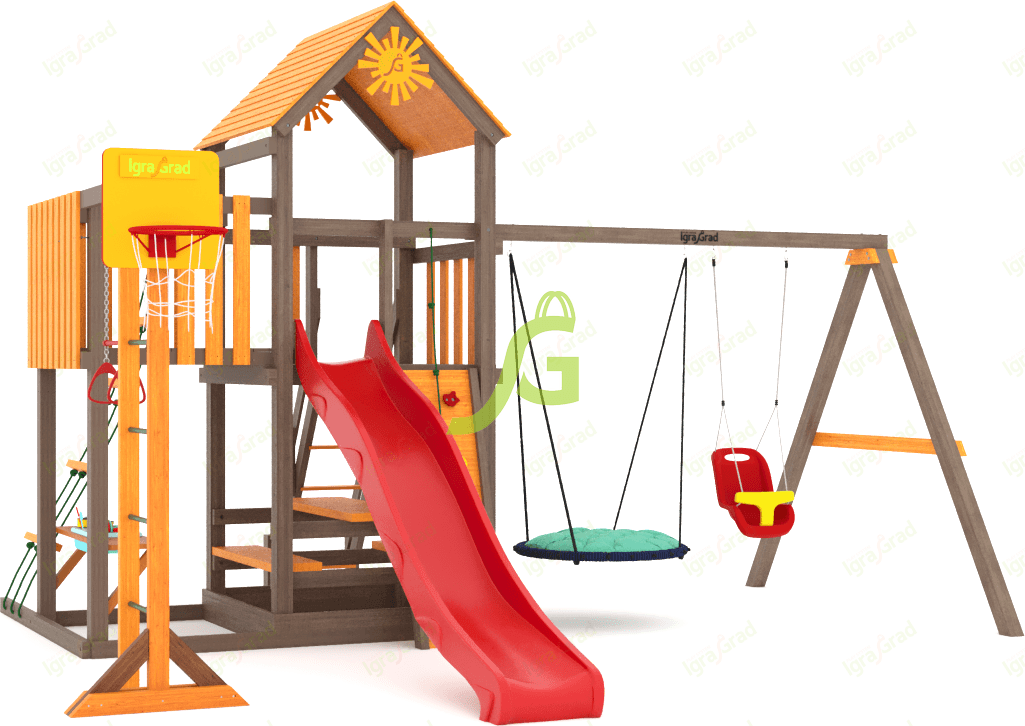 Панда Фани с балконом мод.1 - деревянная площадка, возраст 3-12 лет