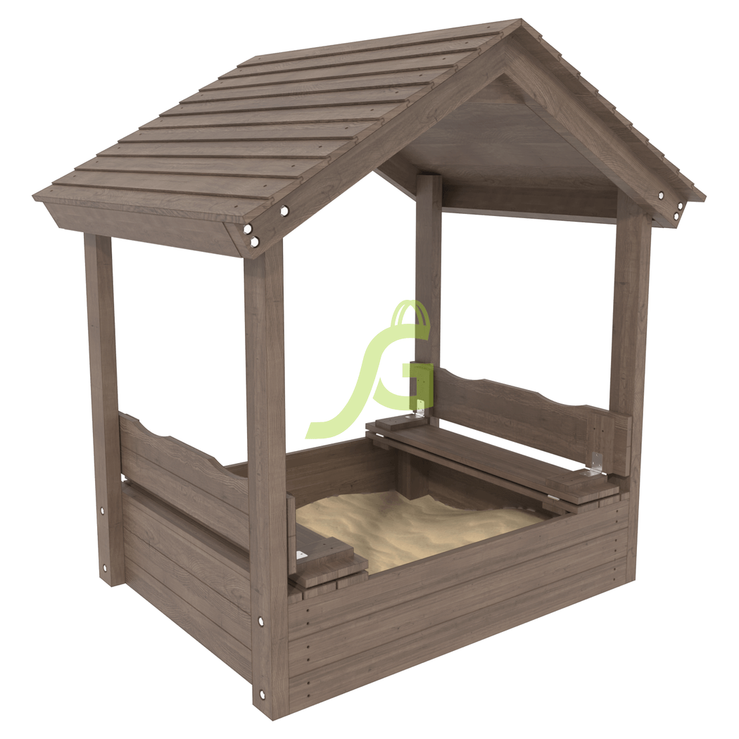 Детская песочница с крышкой и крышей - деревянная площадка, возраст 3-12 лет