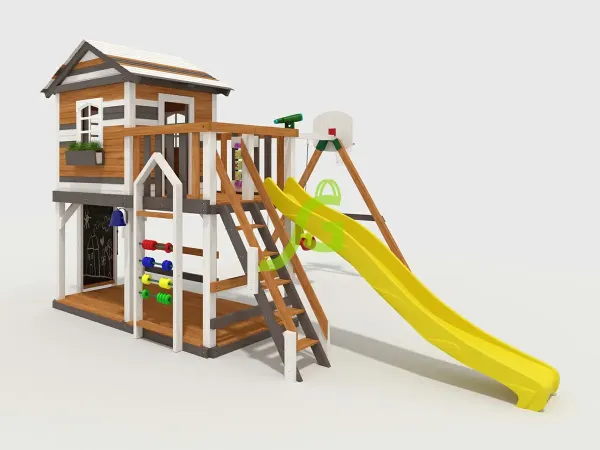 Домик 7 мод.2 - детская деревянная площадка 3.80 x 5.75 x 6.67 м, возраст 3-14 лет