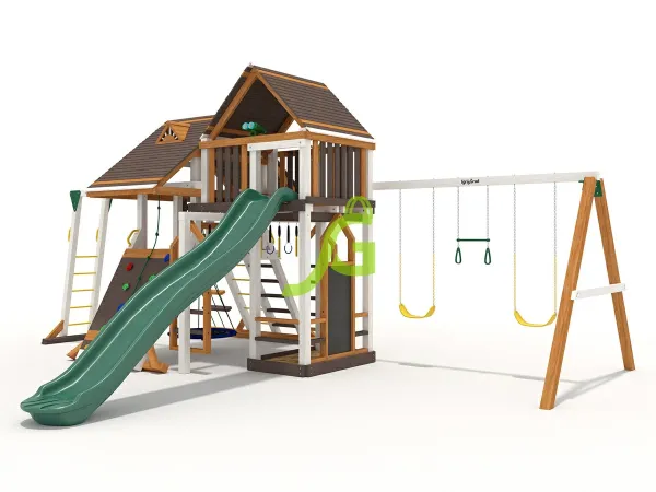 Крепость Фани Deluxe 3 мод.1 - детская деревянная площадка 3.70 x 5.80 x 7.75 м, возраст 3-14 лет