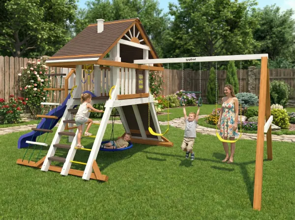 Крепость Фани Deluxe мод.2 - детская деревянная площадка 3.70 x 5.50 x 6.52 м, возраст 3-14 лет