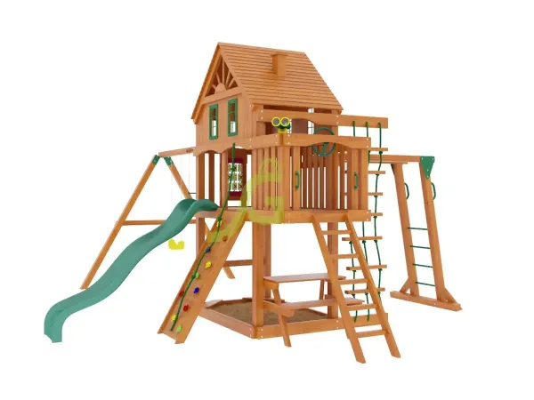 Шато с рукоходом 2 - детская деревянная площадка 3.70 x 4.55 x 6.30 м, возраст 3-12 лет