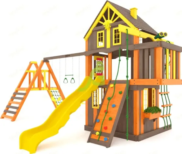 Шато 2 с трубой (домик) мод.2 - детская деревянная площадка 3.70 x 4.55 x 5.40 м, возраст 3-12 лет