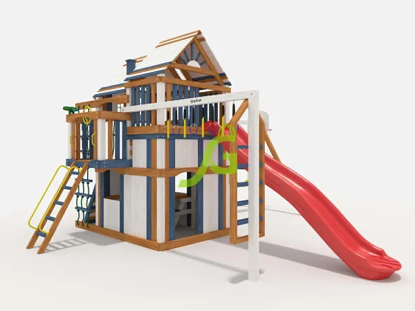 Великан 2 Макси мод.1 - детская деревянная площадка 3.80 x 5.75 x 6.67 м, возраст 3-14 лет