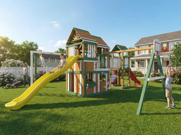 Великан 2 Макси мод.2 - детская деревянная площадка 3.80 x 5.75 x 6.67 м, возраст 3-14 лет
