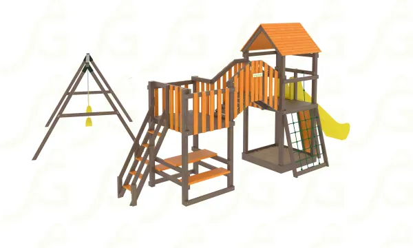 Общественная Великан Deluxe - детская деревянная площадка , возраст 3-14 лет