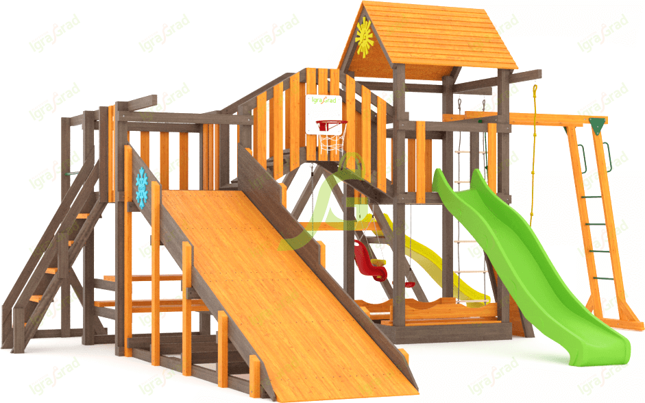 Всесезонная площадка С Мостик 2 SF1 - деревянная площадка, возраст 3-12 лет