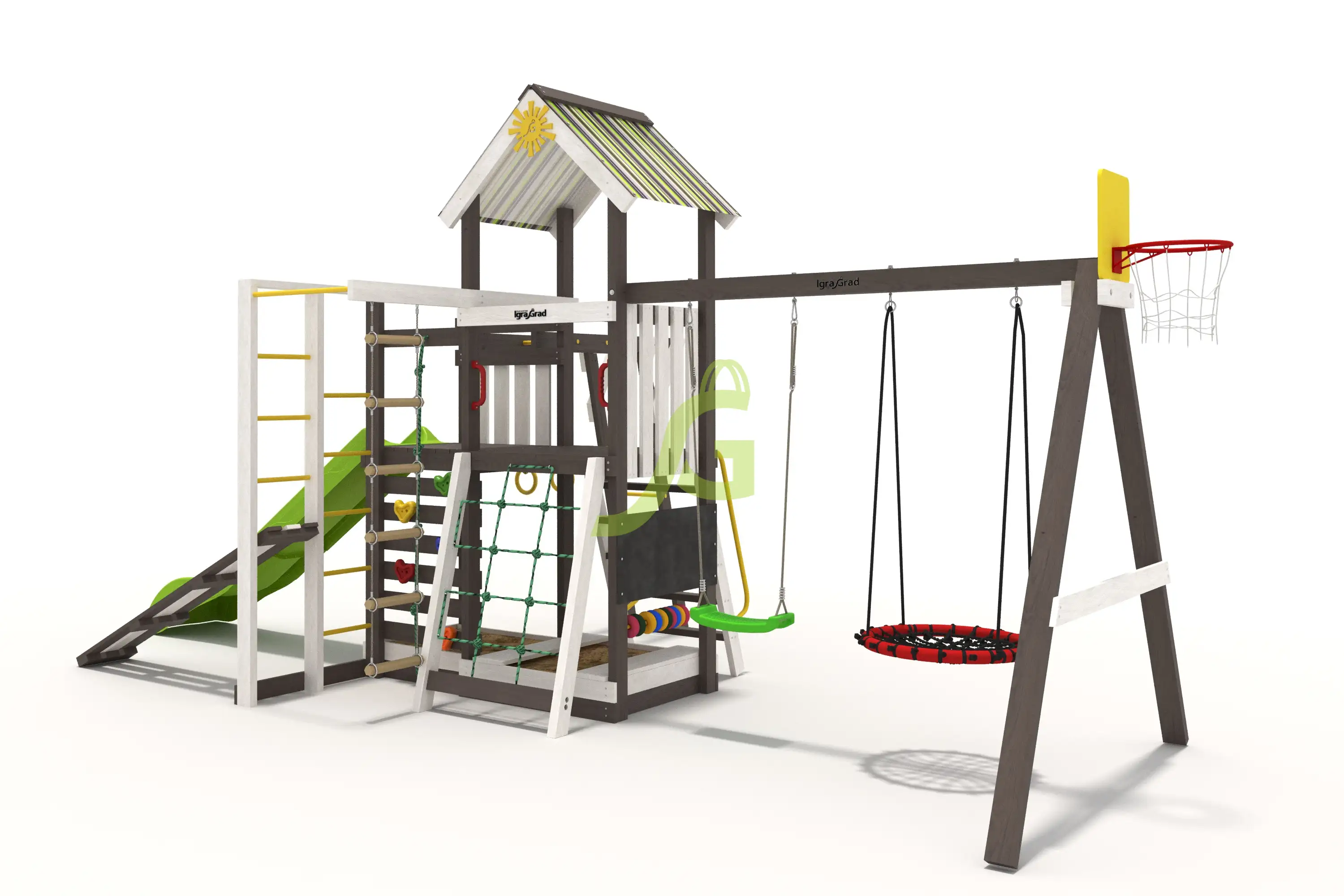 X2 - деревянная площадка, возраст 3-12 лет